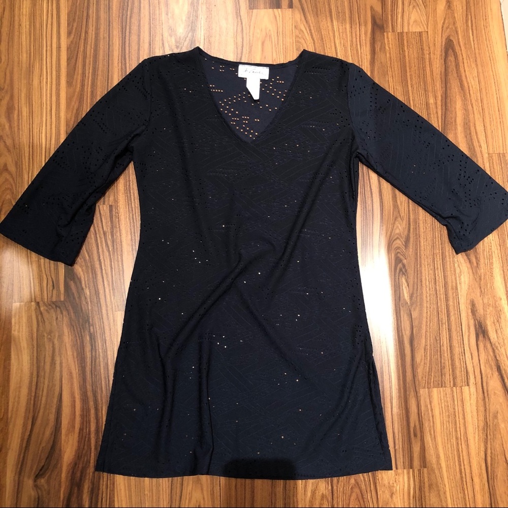 J Valdi perforated navy swim cover-up